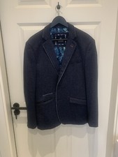 House of Cavani Mens Denim Style Indigo Blue Blazer Jacket Size 40R