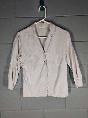 Wardrobe 3/4 Sleeve, Button Up Shirt - Light Gray -Small