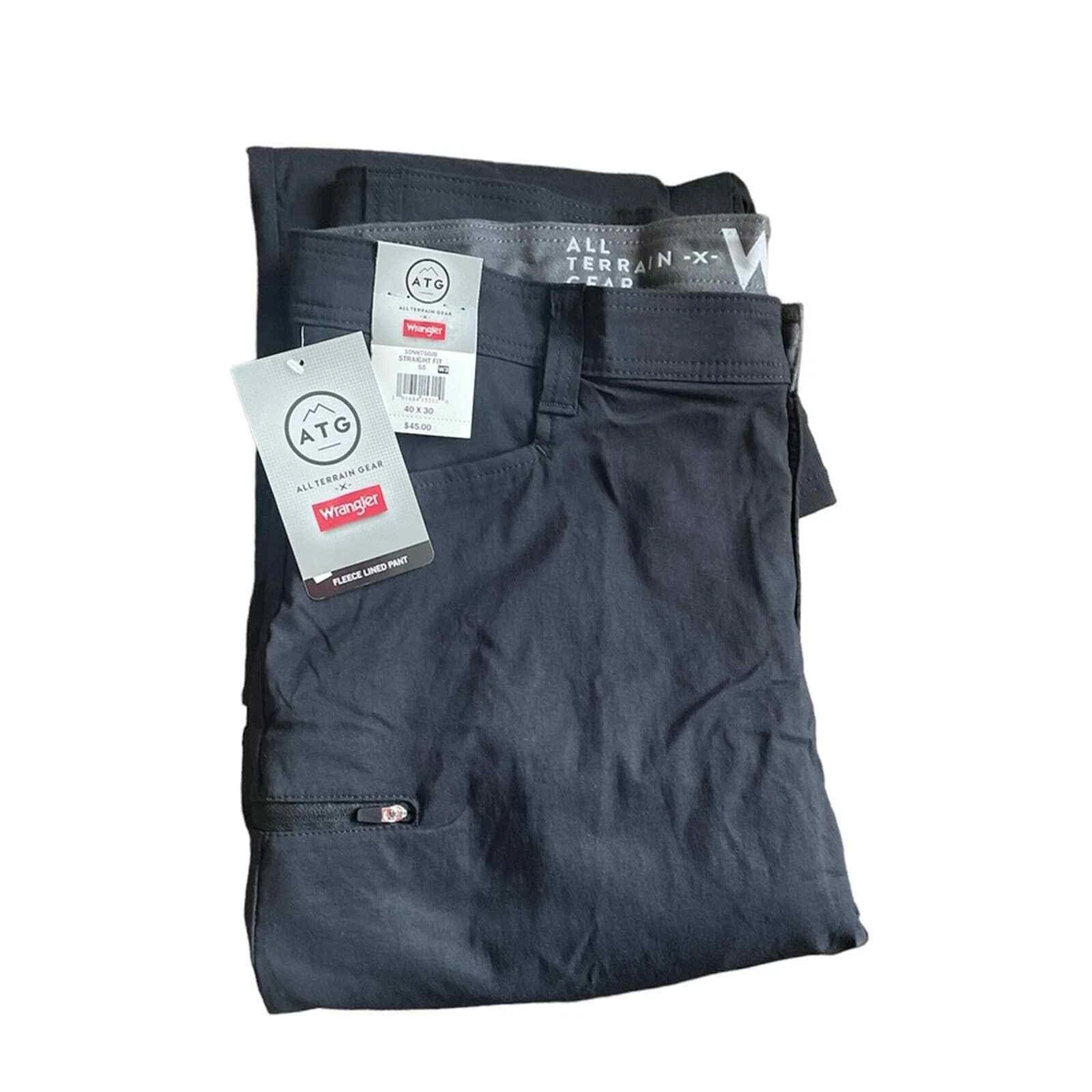 Wrangler Pants Mens black fleece lined all terrain gear outdoor NWT 40 x 30