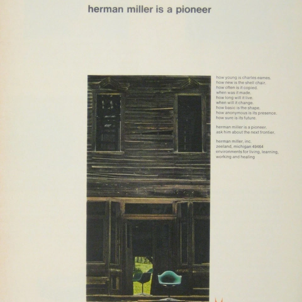 Silla Herman Miller Mid Century Moderna Impresión Publicidad Carcasa Muebles MOD Foto 2 de 2
