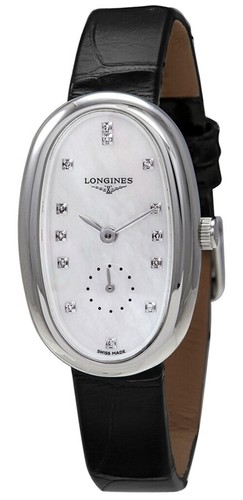 Longines Symphonette schwarz Leder Diamanten Quarz Damenuhr L2.306.4.87.0 - Bild 1 von 3