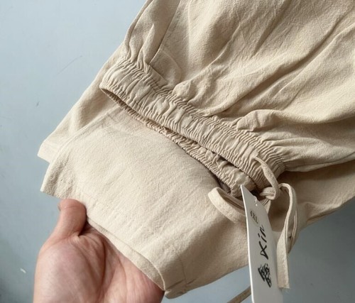 Pantalone uomo largo aderente dritto casual gamba larga cotone cinese lino 5XL - Foto 6 di 25