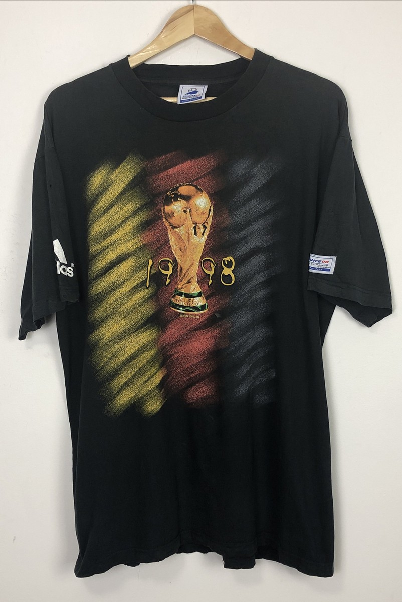 Vintage 1998 France FIFA WORLD CUP Official Adidas Black T-Shirt