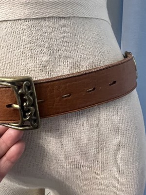 metal accent brown leather womens belt made in colombia size small One Of A Kind metal accent brown leather womens belt made in colombia size  main image 2