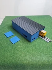 N Scale 1/160 3d Printed Warehouse Blue Building Pull Thru Doors For Cars 