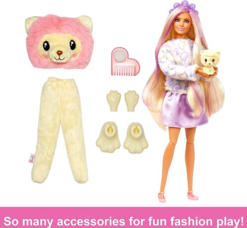 Barbie Cutie Reveal Bambola con Capelli Biondi e Leone Peluche Costume, 10 Sorprese - Foto 3 di 6