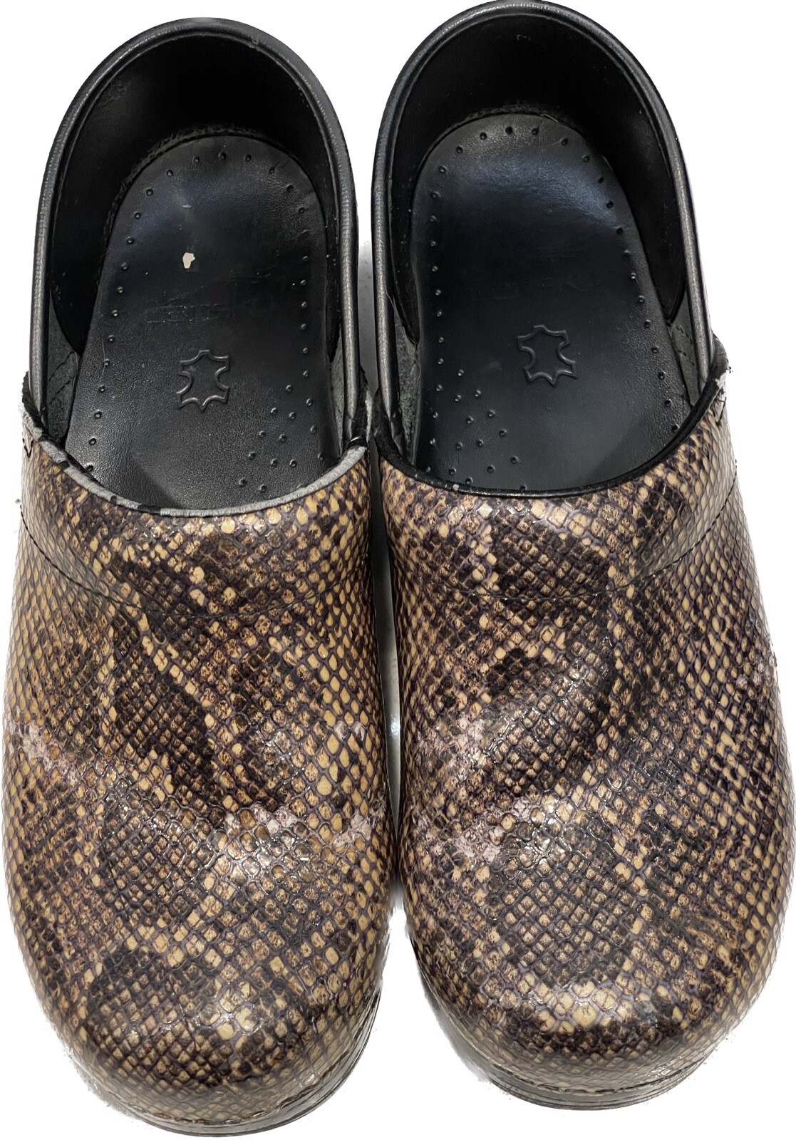 Dansko Snake Skin Python Brown Bronze Clogs Women… - image 3