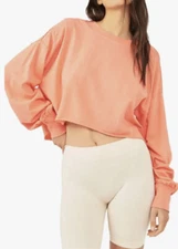 NWT free people we the free XL womens orange denver crop long sleeve top $48