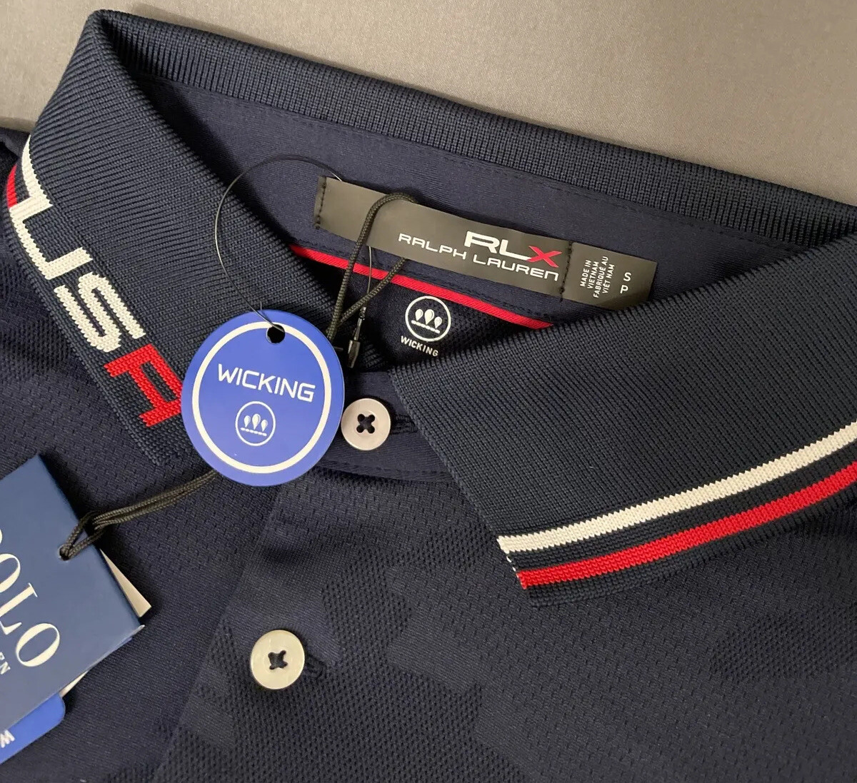 RLX Ryder Cup Golf Shirt Polo Logo Camo Ralph Lauren Small Navy