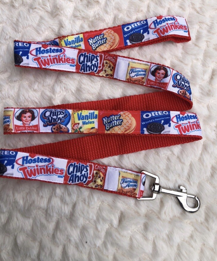 Dog Cats Leash Hand Made  Red Breakfast Bfast Neon Oreo