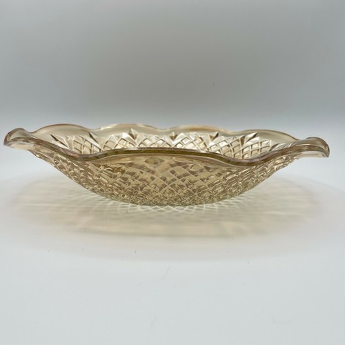 Indiana Glass Diamond Point Bowl - Marigold Carnival Iridescent Ruffled - Picture 4 of 8