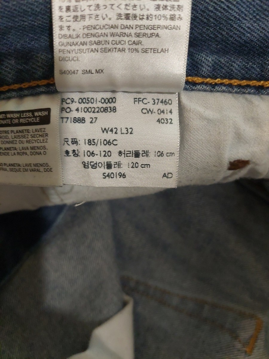ジョン LEVI'S 501 JEANS BUTTON FLY STRAIGHT LEG BLUE DENIM 39 X 30 Tall