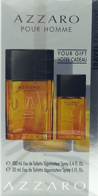 AZZARO POUR HOMME 2 PCS GIFT SET FOR MEN EDT SPRAY 3.4 Oz, EDT