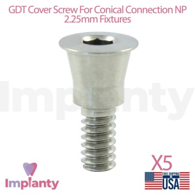 5x GDT Cover Screw Conical Connection NP System 2.25mm Titanium Dental Fixture