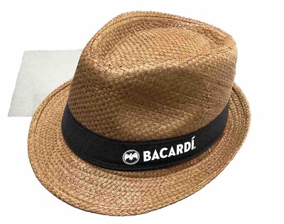 Vintage Bacardi Rum Strohhut Werbe Neuheit Stroh Fedora Hut One Size Neu