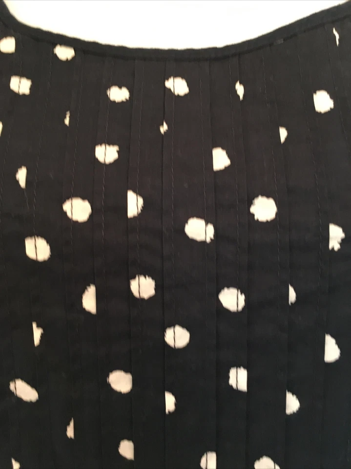 Anthro Moulinette Soeurs Sz 2 Fit Flare Dress Navy White Polka Dot Lace Back - Image 2 of 4