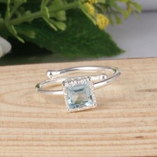 Engagement Natural Blue Topaz Rings 925 Sterling Silver Gemstone Jewelry