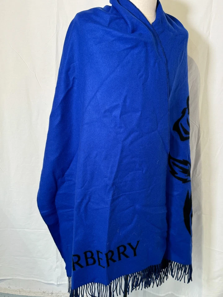 $1450 NWT BURBERRY PRORSUM Blue Luxurious Reversible Pure Cashmere Scarf Shawl - Image 4 of 4