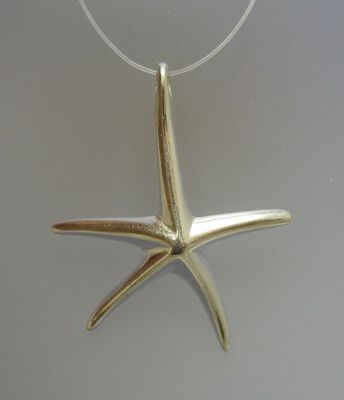 Schlichter Sterling Silber Anhänger echt massiv 925 Seestern Handarbeit Kaiserin Charm