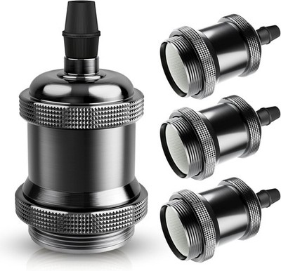DiCUNO E27 Lampenfassung Vintage Pearl Black 4er Pack Keramik Aluminium