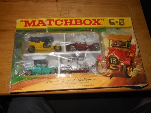 Vintage Matchbox G-5 Famous Cars of Yesteryear in Original Box with Cars