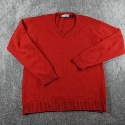 Tom Hanson Jumper Men Large Red V Neck Lambswool 
