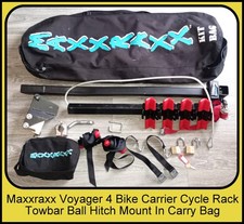 Maxxraxx Voyager 4 Bike Carrier Cycle Rack Towbar Ball Hitch Mount In Carry Bag