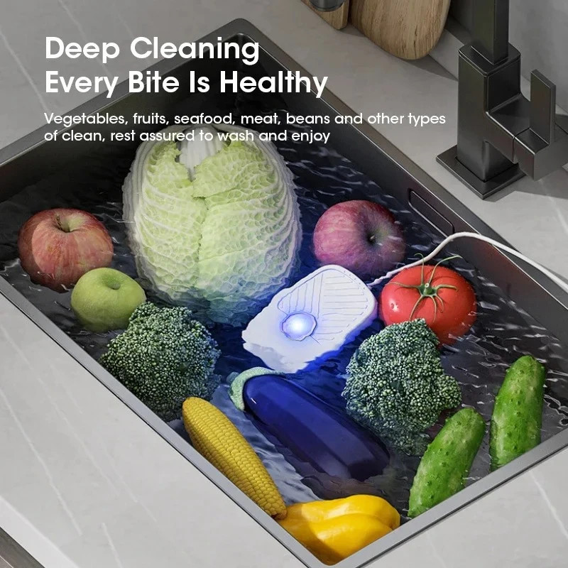 Portable Ultrasonic Fruit & Vegetable Cleaner IPX7 Waterproof Food Washer US