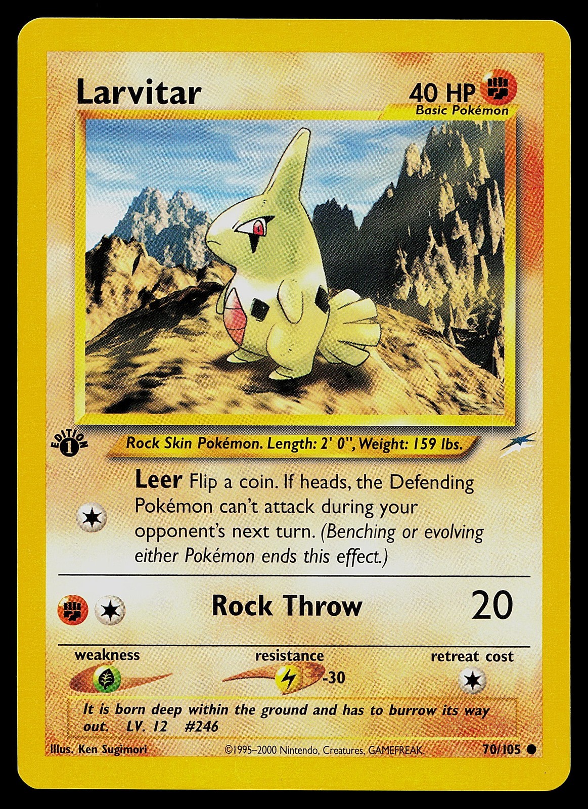 Pokemon Card - Larvitar 1st Edition Neo Destiny 70/105 Common