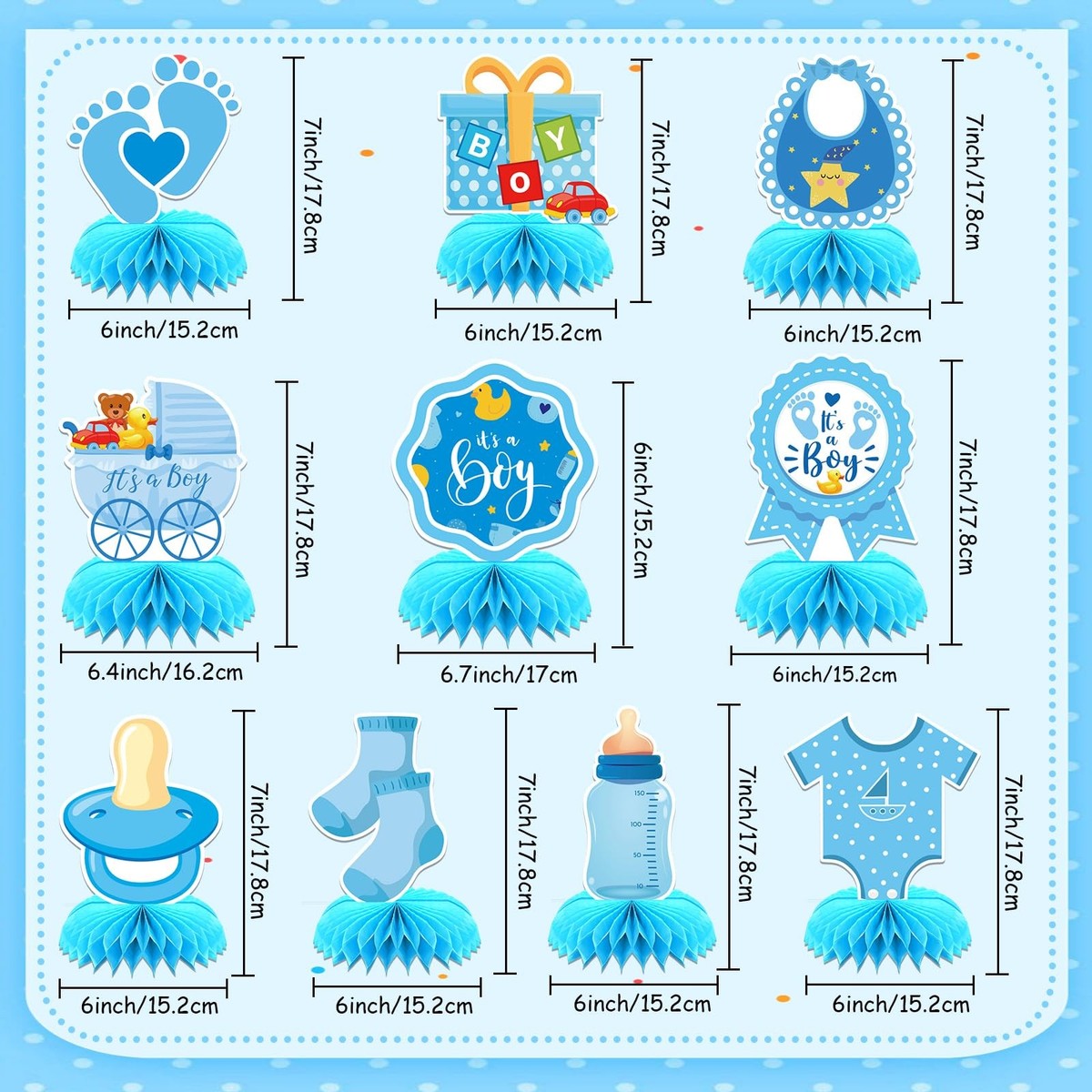 Centros De Mesa Para Baby Shower En Tonos Azules Y Marrones