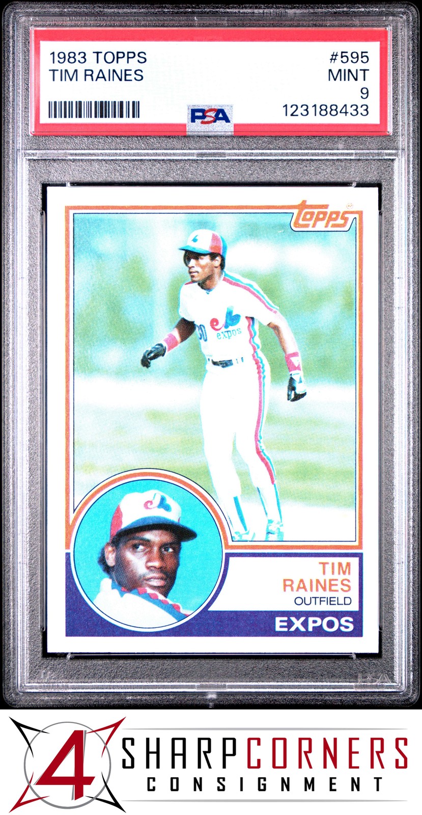 1983 TOPPS #595 TIM RAINES EXPOS HOF PSA 9