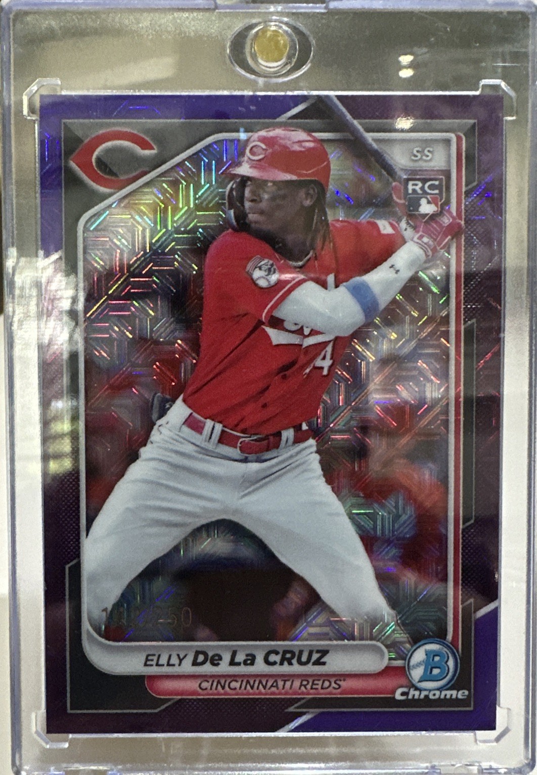 2024 Bowman Chrome Elly De La Cruz #42 Purple Mojo Refractor RC /250