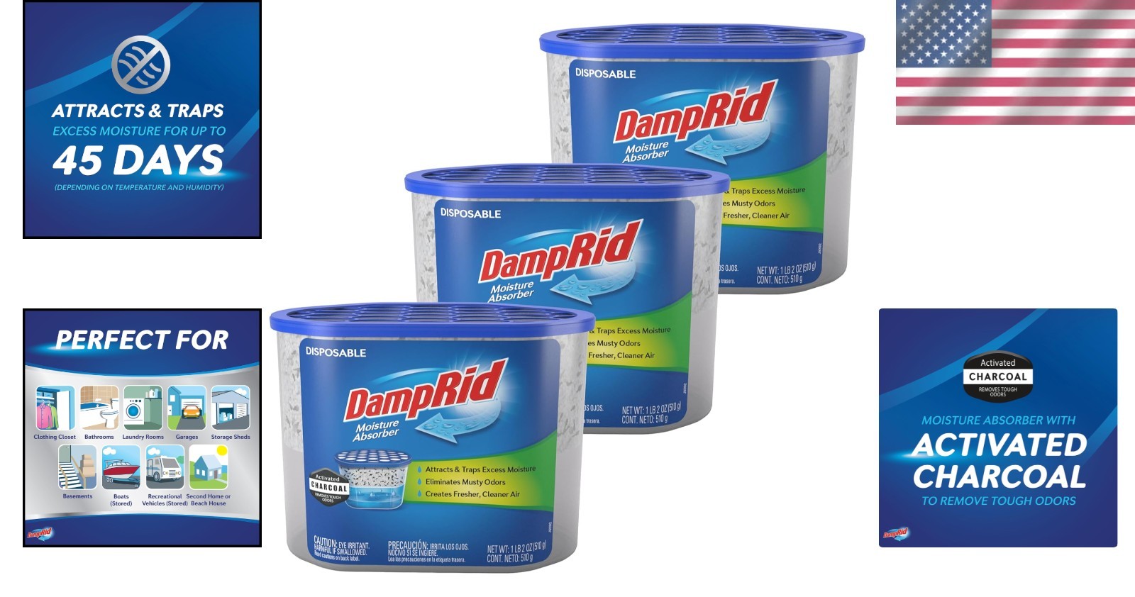 18 oz Fragrance-Free Charcoal Moisture Absorbers - Fresh Air for Up to 60 Days