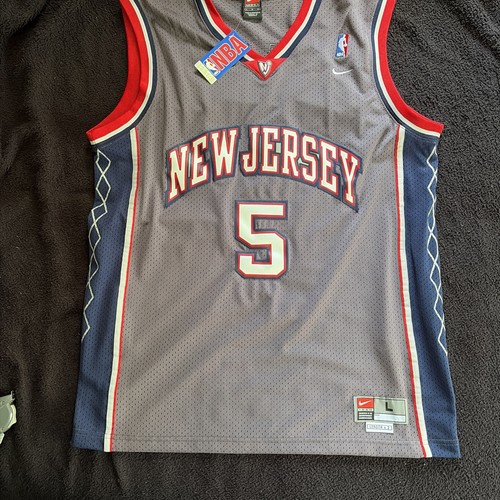 Nike New w/Tags-Jersey Nets Jason Kidd #5 NBA Jersey Gray Men's Size L+2length- 