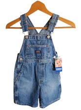 Oshkosh Denim Division Shortalls Medium Sandblasted Denim Snap Inseam Size 4T