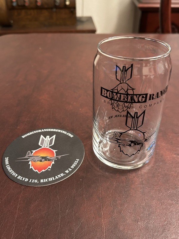 Bombing Range Brewing Co., Richland, WA beer 🍺 glass & coaster 