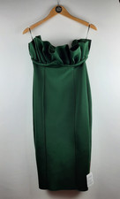 ASOS bodycon party dress Ruffle Detail Dark Green UK 12