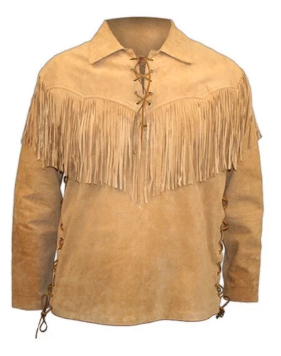 Mountain Man Leather Fringe Shirt Exclusive Western Wear Native American Style - product listing photo
