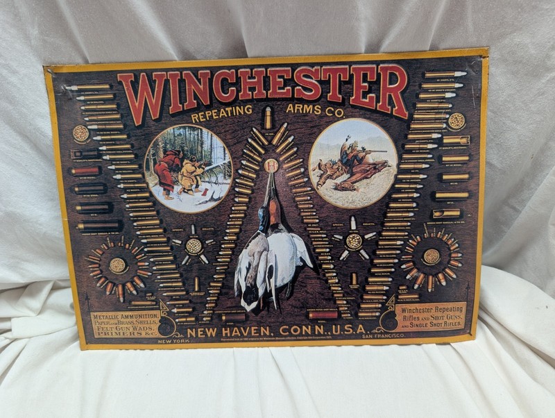 WINCHESTER Repeating Arms Co Shell Ammunition Display ad ©1991 Metal Sign