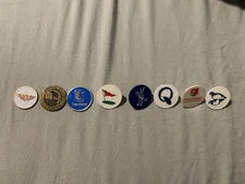 Lot Of 8 Golf Ball Markers From PGA Courses Olympic Los Angeles CC Winged Foot