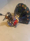 Tiffany Style PEACOCK TABLE LAMP Stained Glass Light Vintage Bird Beautiful