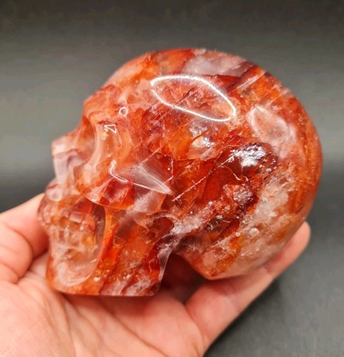 Red Fire Hematoid Quartz Crystal Skull, 609g - Picture 7 of 16