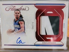 2022-23 Panini Flawless Patch Auto Cole Anthony #FPA-CAT Ruby /15 (AU, MEM)