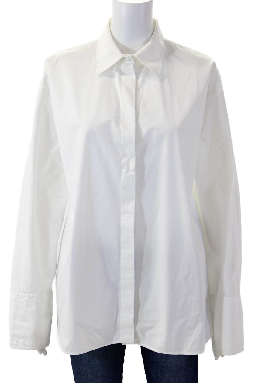 Valentino Women Basic Button-Up White Collared Co… - image 1