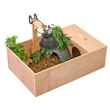 KCT SMALL WOODEN TORTOISE TABLE REPTILE VIVARIUM CAGE HIDE OPEN RUN 64x41x20cm