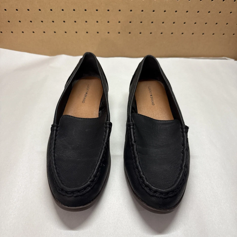 Zapatos mocasines de cuero negro Lucky Brand Edrica para mujer talla US 9 Foto 2 de 4