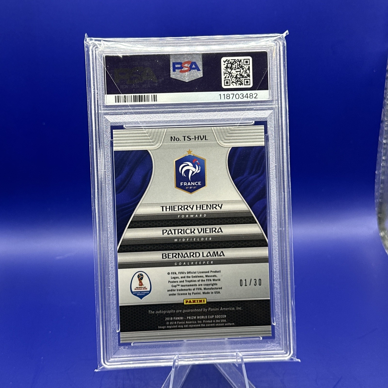2018 Prizm WC Trio AUTO # HVL Thierry Henry Vieira Lama PSA 9/9 SSP #1/30 France view 5