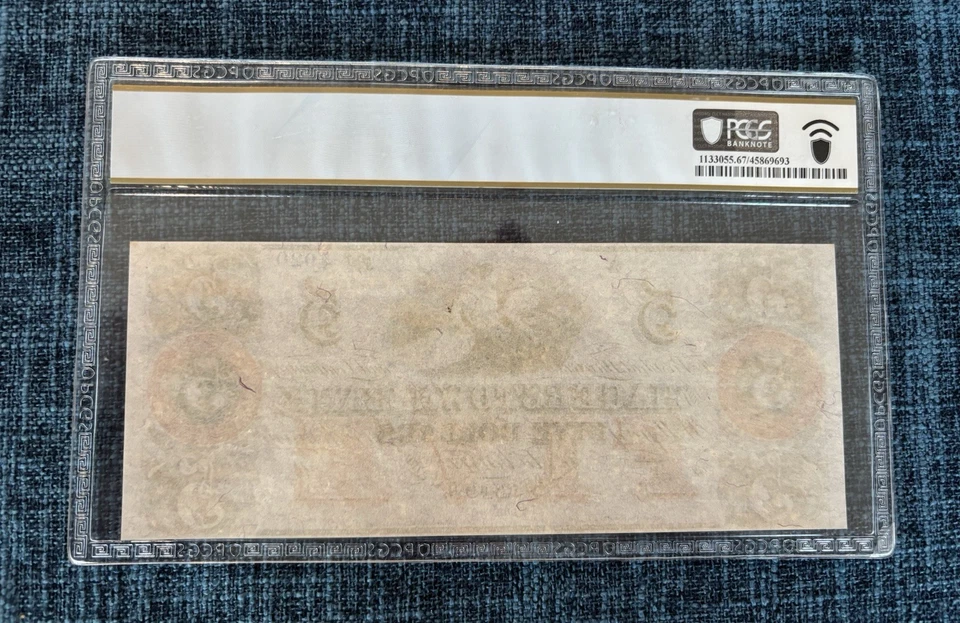 1850's-60's $5 Obsolete - Maryland - Hagerstown Bank - PCGS Superb Gem Unc 67PPQ - Image 3 of 3