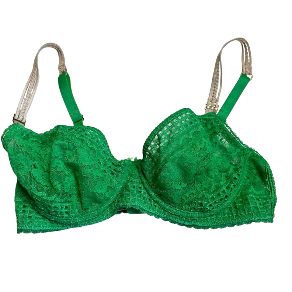 STELLA MCCARTNEY Verde Vibrante Magnólia Encolher Underwire Feminino Tamanho 34D - Imagem 2 de 4
