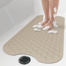 OTHWAY No Suction Cup Bath Mat: 39x16inch 39" x 16" Rectangular , F-brown